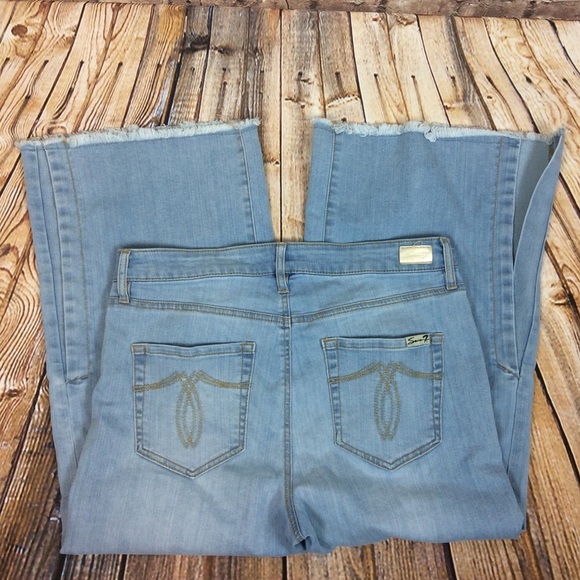 Seven High Rise Wide Leg Cropped Split Side Jeans - Picture 3 of 5